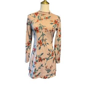 Kith Floral Long Sleeve A Line Mini  Dress.  Size Medium